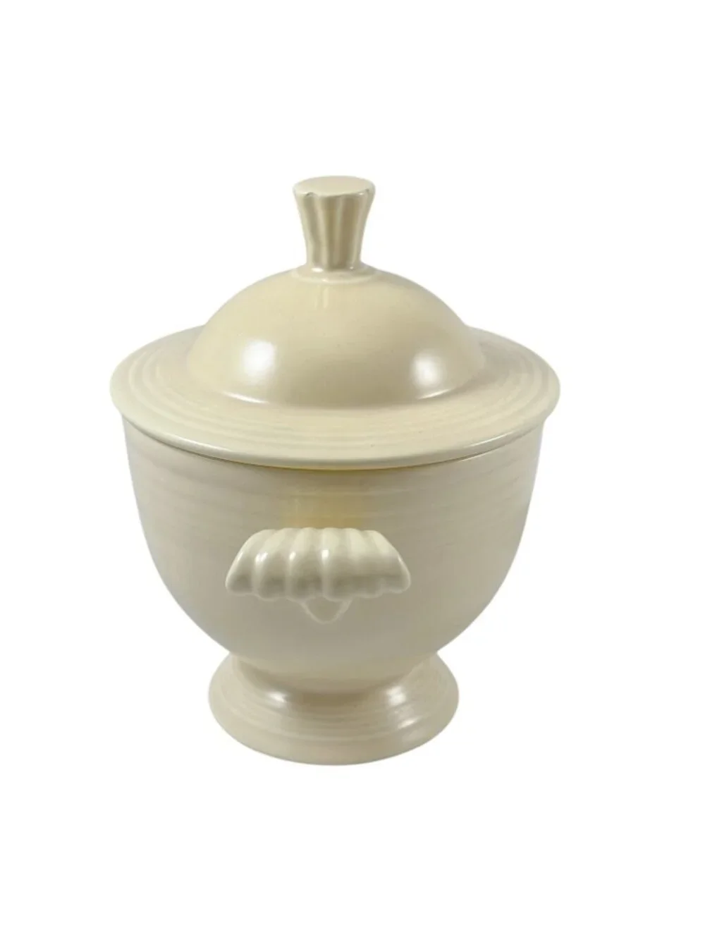 Fiesta Old Ivory Cream Stick Handle Creamer and Lidded Sugar Bowl Vintage 1940s